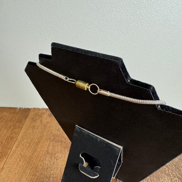 Artisan Handmade Pink Agate Slice Gold‎ Tone Rhinestone Pendant 18 inch Necklace - Picture 2 of 7